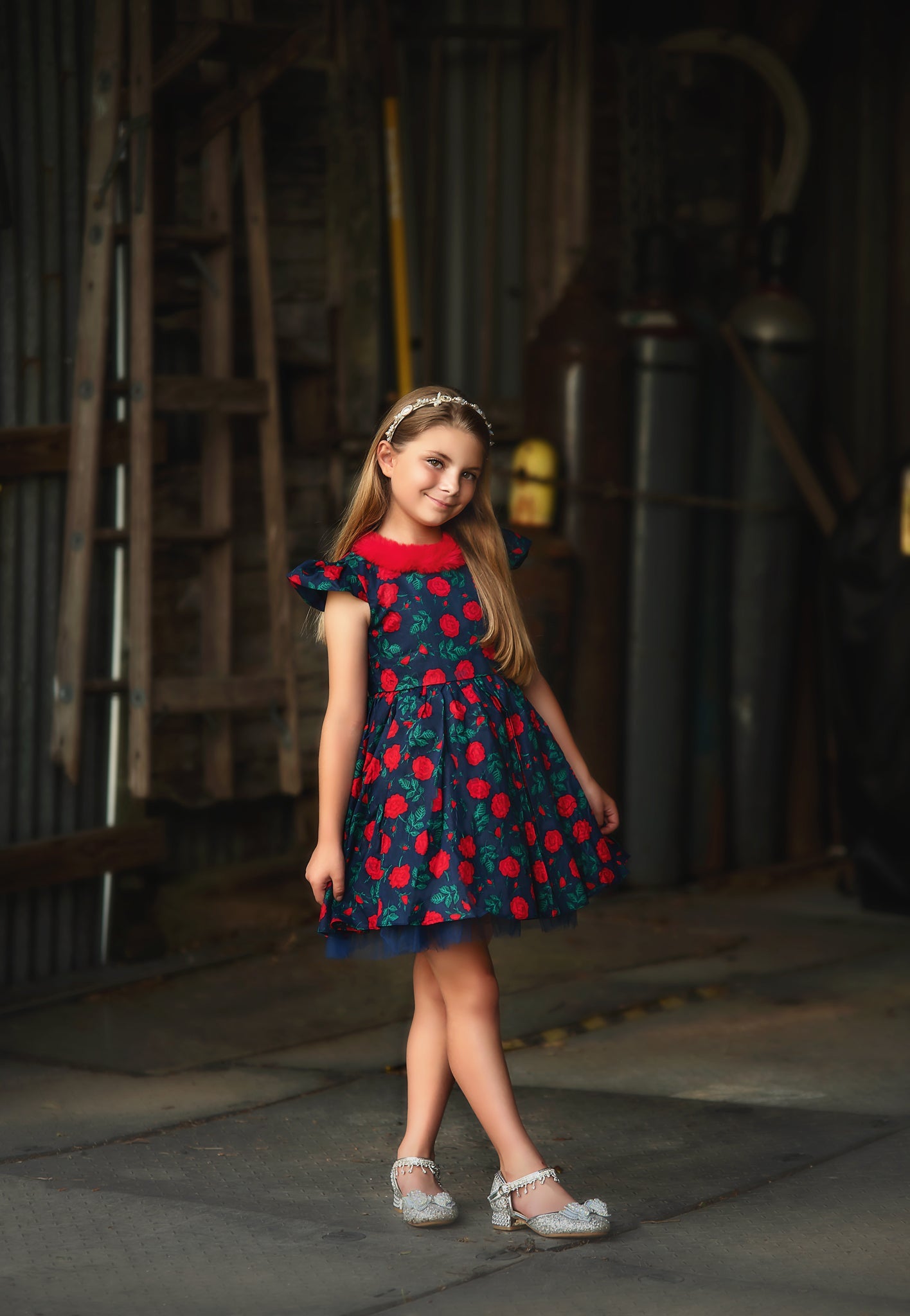 EVANGELINE DRESS NAVY ROSE FLORAL