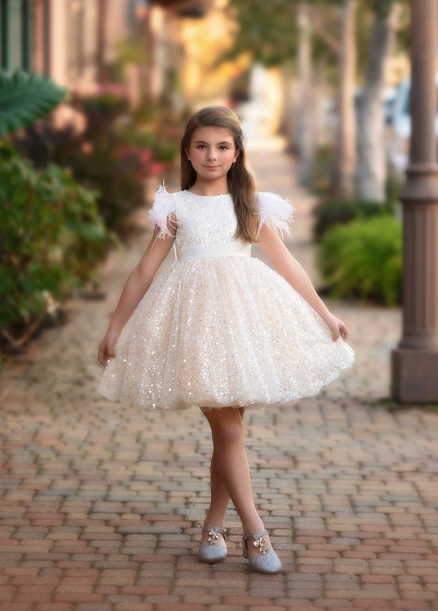 LUXURY COLLECTION ELIANA DRESS & HAIR BOW SET WHITE