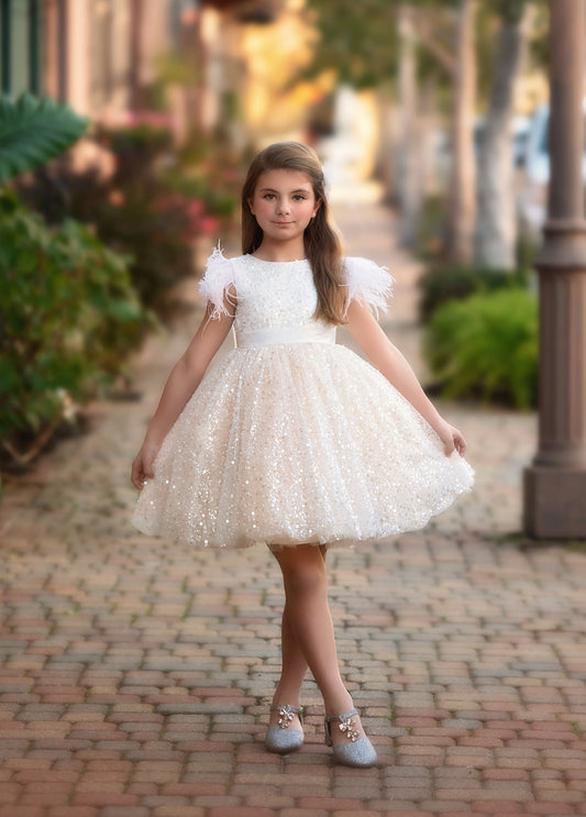 LUXURY COLLECTION ELIANA DRESS & HAIR BOW SET WHITE