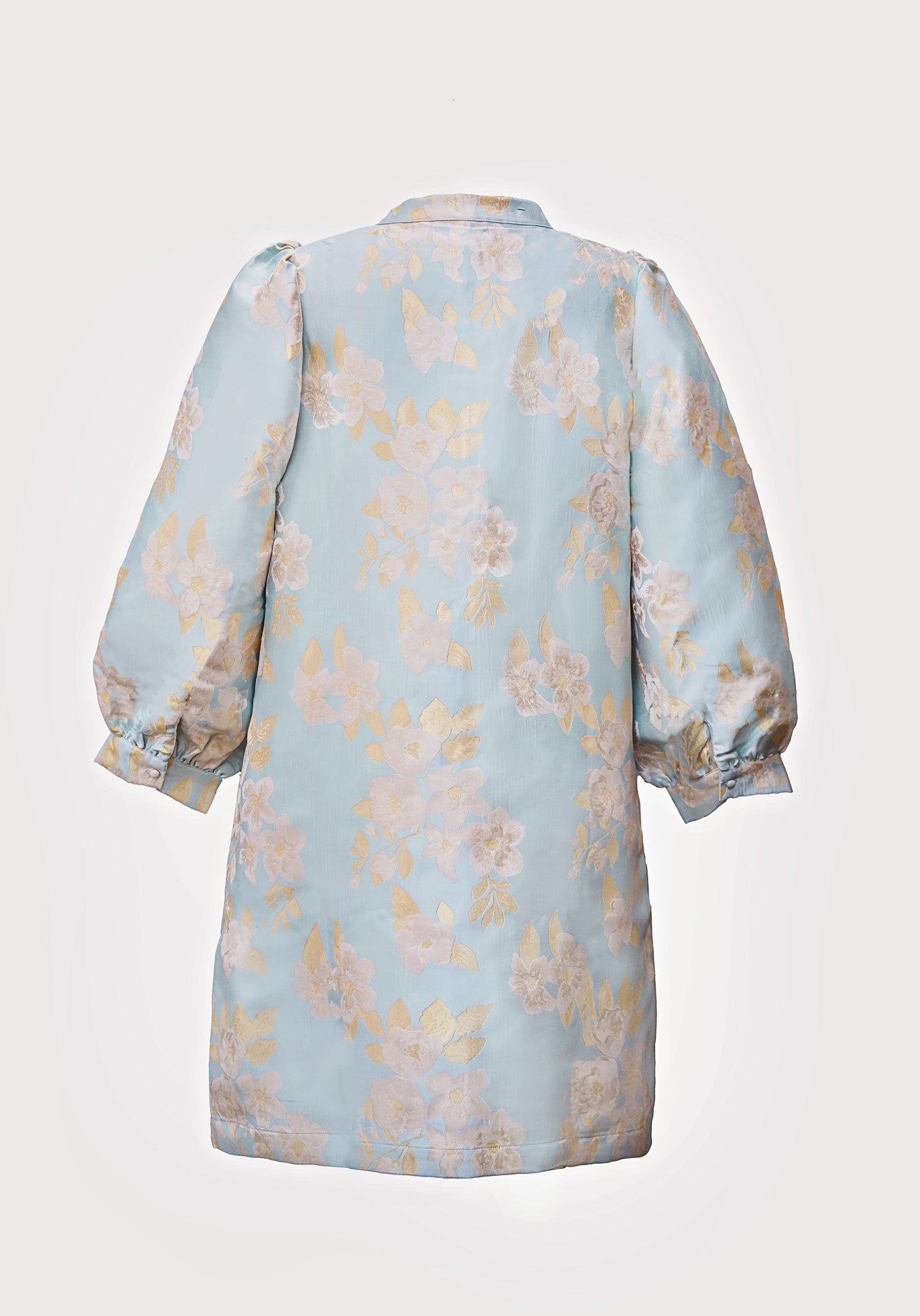 OLIVIE DRESS BLUE BROCADE