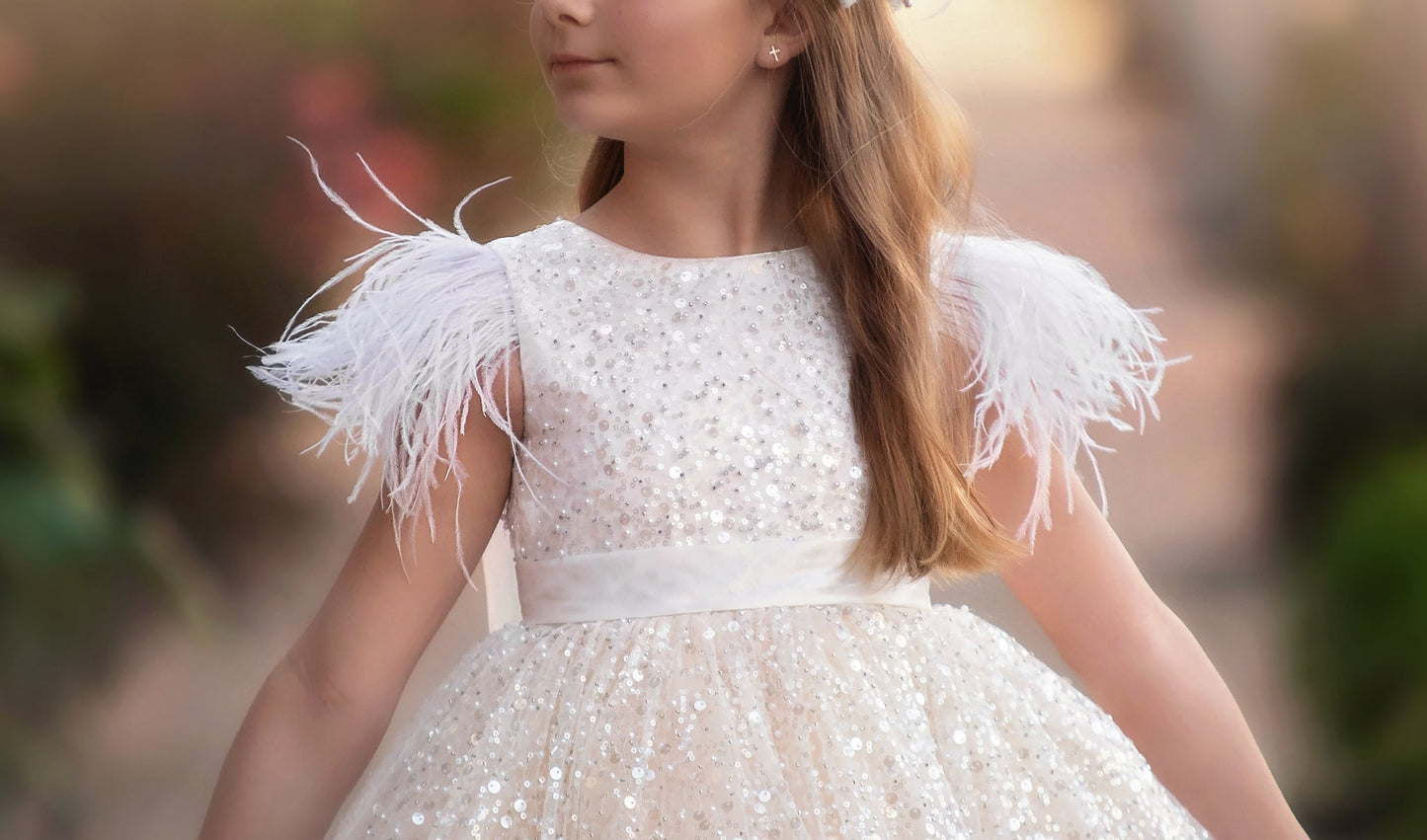 LUXURY COLLECTION ELIANA DRESS & HAIR BOW SET WHITE